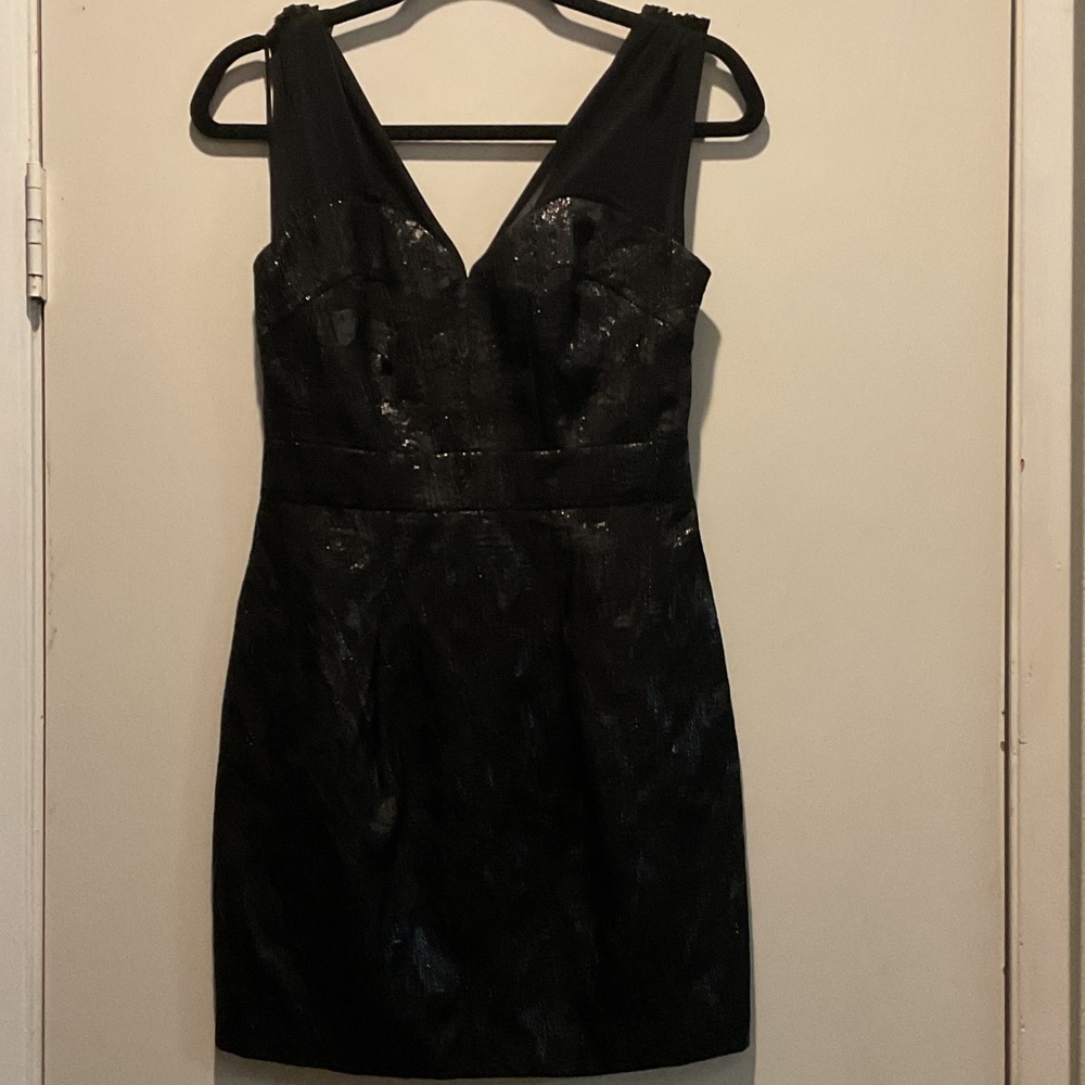Guess Black Sleeveless V-Neck Mini Dress with Subtle Shine